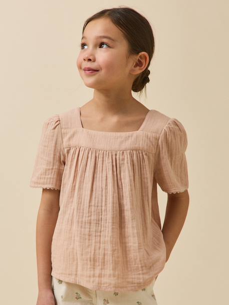 Cotton gauze blouse pale pink - vertbaudet enfant 