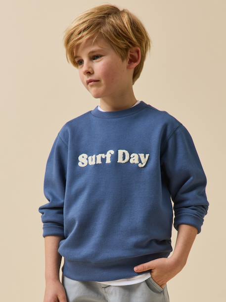 Sweatshirt with slogan in organic cotton denim blue - vertbaudet enfant 