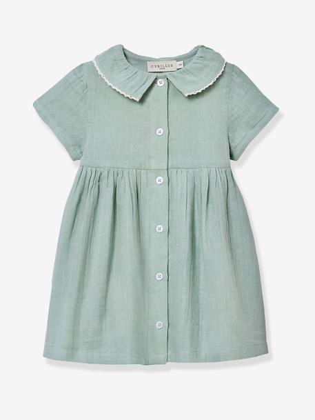 Robe courte gaze de coton vert sauge - vertbaudet enfant 