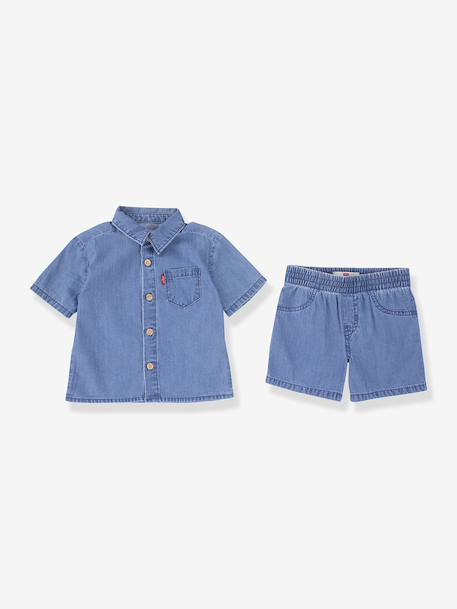 Ensemble short chemise bébé denim bleu jean - vertbaudet enfant 