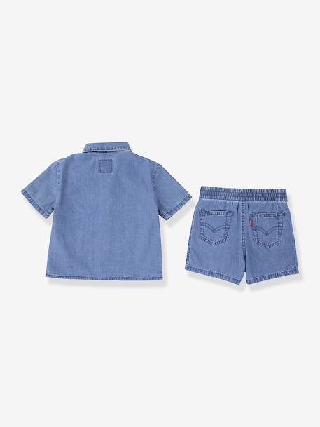 Denim shirt and shorts set for baby denim blue - vertbaudet enfant 