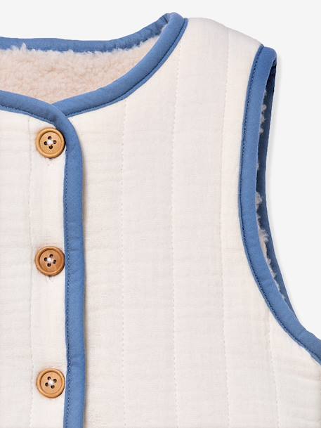 Sherpa baby sleeveless cardigan ecru - vertbaudet enfant 