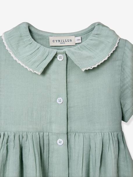 Short cotton gauze dress sage green - vertbaudet enfant 