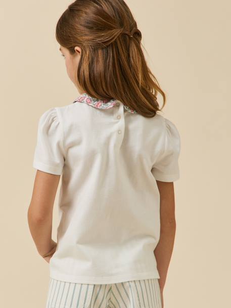Tee shirt col habillé coton bio rose clair - vertbaudet enfant 