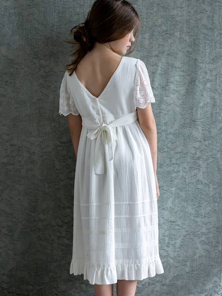 Girl's long dress white - vertbaudet enfant 