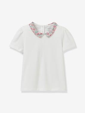 Tee shirt col habillé coton bio - vertbaudet enfant Fille-T-shirt, sous-pull-T-shirt-Tee shirt col habillé coton bio