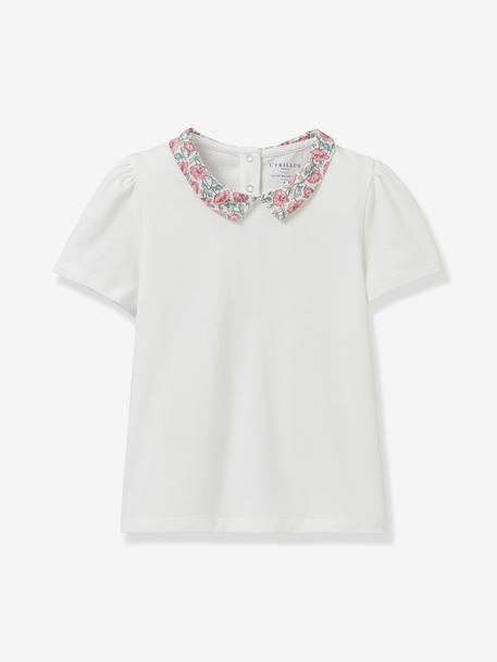 Tee shirt col habillé coton bio rose clair - vertbaudet enfant 