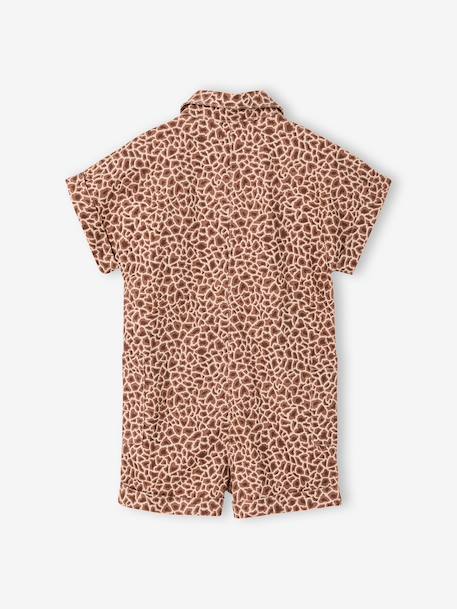 Girls' cotton twill playsuit beige - vertbaudet enfant 