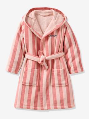 Fille-Peignoir enfant rayé lapin personnalisable, avec coton recyclé