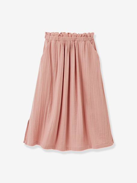 Long organic cotton gauze skirt pale pink - vertbaudet enfant 