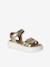 Girls' leather touch-fastening sandals gold - vertbaudet enfant 
