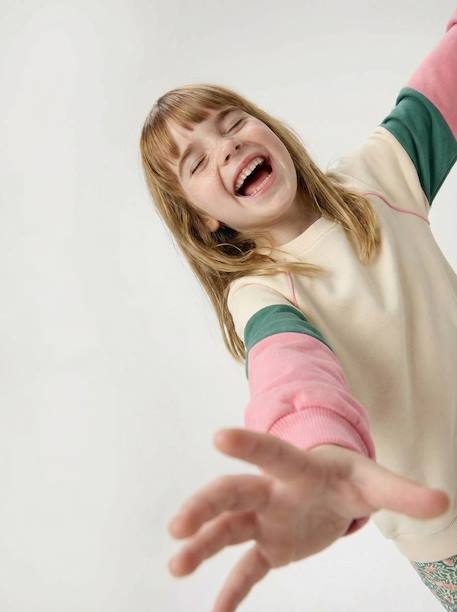 Girl's sportswear sweatshirt ecru - vertbaudet enfant 