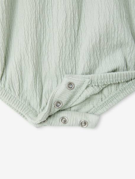 Baby girl sleepsuit in organic cotton aqua green+mustard - vertbaudet enfant 