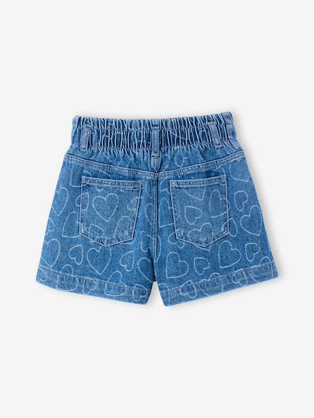 Girls' patterned denim shorts grey+light blue - vertbaudet enfant 