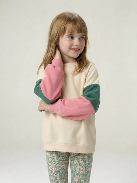 Girl's sportswear sweatshirt ecru - vertbaudet enfant 