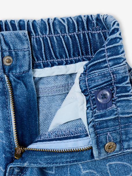 Girls' patterned denim shorts grey+light blue - vertbaudet enfant 