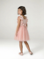 Ruffled Occasion Wear Dress in Cotton Gauze & Tulle, for Girls ecru+pale pink+sage green+white - vertbaudet enfant 