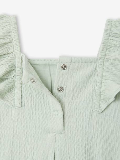 Baby girl sleepsuit in organic cotton aqua green+mustard - vertbaudet enfant 