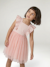 Ruffled Occasion Wear Dress in Cotton Gauze & Tulle, for Girls ecru+pale pink+sage green+white - vertbaudet enfant 