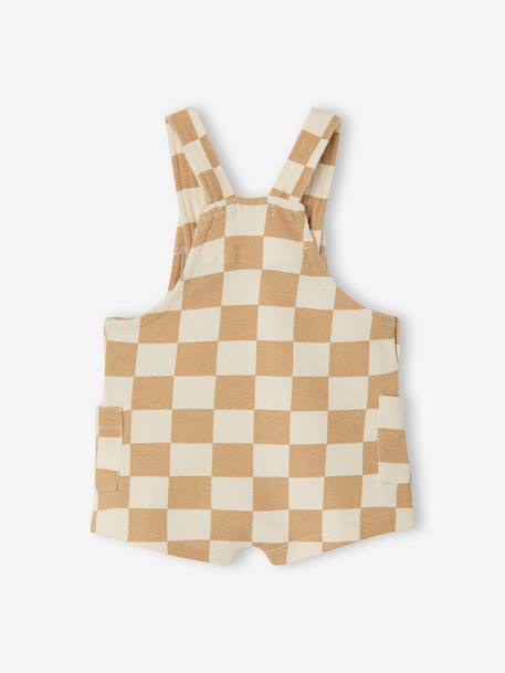 Printed Fleece Playsuit chequered beige+striped blue - vertbaudet enfant 