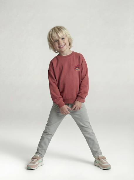 Long Sleeve Sweatshirt with Round Neckline for Boys dusky pink+pastel yellow - vertbaudet enfant 