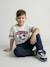 Joggers in fleece with adjustable waist ecru+navy blue - vertbaudet enfant 