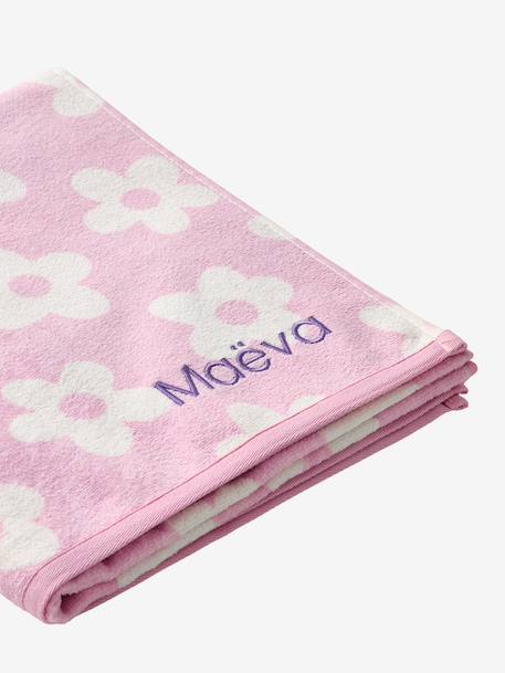 Beach / Bath Towel with Recycled Cotton mauve+mint green+printed blue+printed pink+striped blue - vertbaudet enfant 