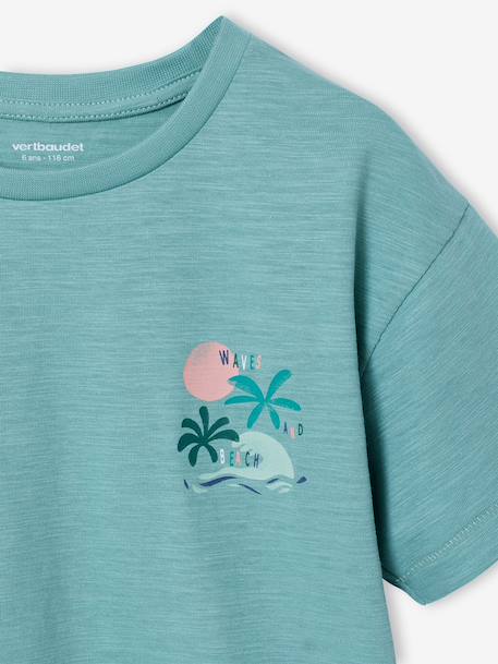 Boys' back print maxi T-shirt ecru+sage green - vertbaudet enfant 