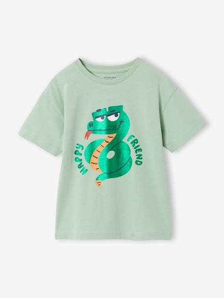 Boys' sparkly space print T-shirt almond green+night blue - vertbaudet enfant 