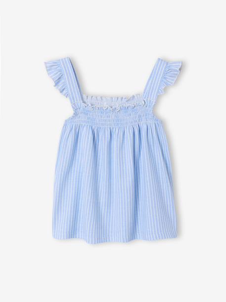Girls' cotton braces pyjama shorts sky blue - vertbaudet enfant 