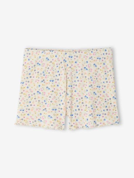 Pack of 2 ribbed floral pyjama shorts ecru - vertbaudet enfant 