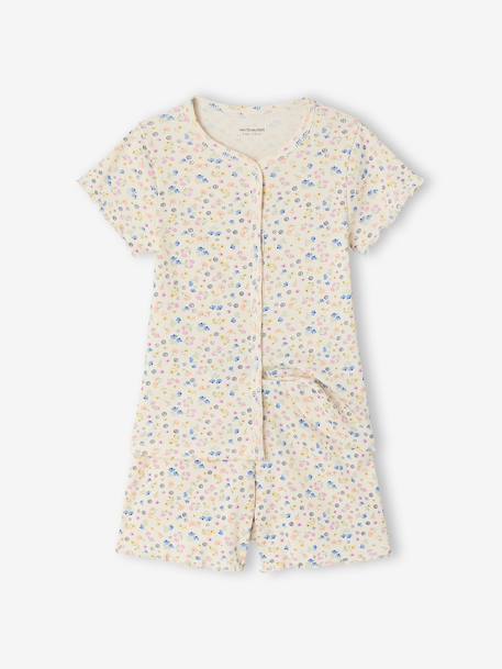 Pack of 2 ribbed floral pyjama shorts ecru - vertbaudet enfant 