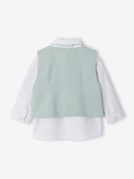 Ensemble chemise gilet nœud papillon bébé vert sauge - vertbaudet enfant 
