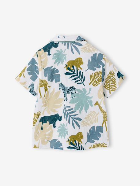 Short-sleeved shirt for boys printed white - vertbaudet enfant 