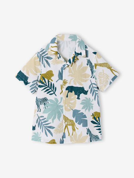 Short-sleeved shirt for boys printed white - vertbaudet enfant 