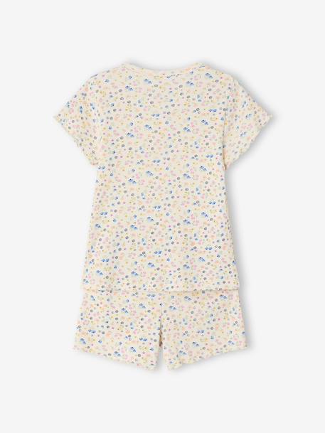 Pack of 2 ribbed floral pyjama shorts ecru - vertbaudet enfant 