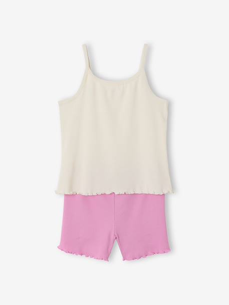 Pack of 2 ribbed floral pyjama shorts ecru - vertbaudet enfant 