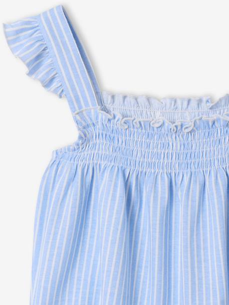 Girls' cotton braces pyjama shorts sky blue - vertbaudet enfant 