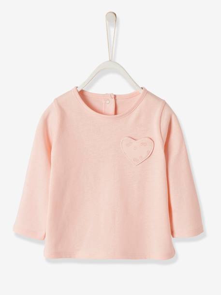 T-shirt bébé fille poche coeur et fraises BASICS rose pâle - vertbaudet enfant 