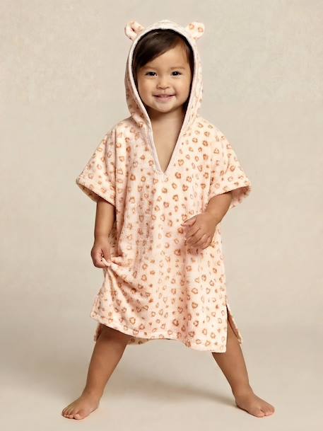 Baby Animals Bath Poncho, with Recycled Cotton printed white+striped blue - vertbaudet enfant 