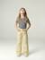 Girl's wide-leg trousers with heart pockets pale yellow+rosy - vertbaudet enfant 