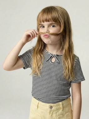 Fille-T-shirt, sous-pull-T-shirt-T shirt fille noeud fantaisie
