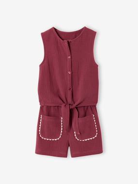 Girls-Outfits-Girls' cotton muslin short set 
