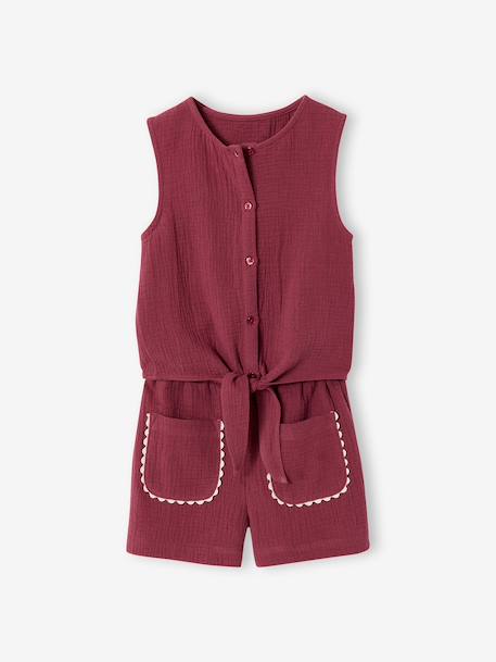 Girls' cotton muslin short set terracotta - vertbaudet enfant 