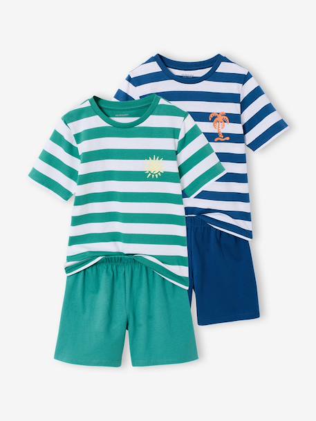 Pack of 2 striped pyjama shorts blue - vertbaudet enfant 