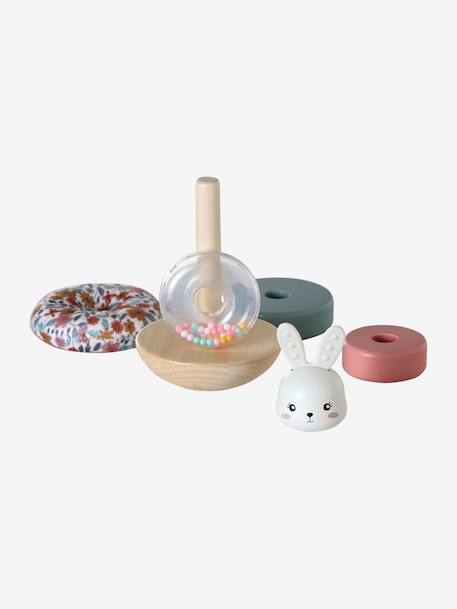Rabbit stacking tower in FSC® wood white - vertbaudet enfant 