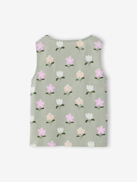 Sleeveless t-shirt for girls ecru+sage green - vertbaudet enfant 
