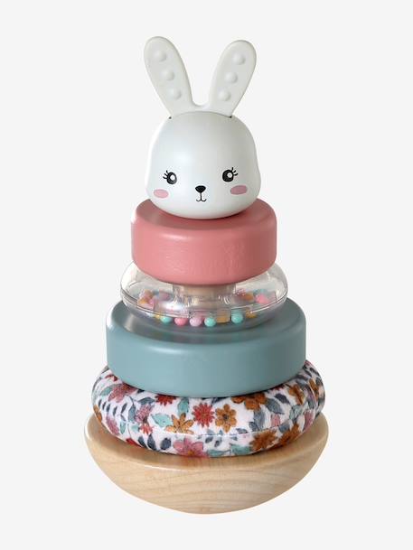 Rabbit stacking tower in FSC® wood white - vertbaudet enfant 