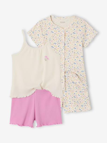 Pack of 2 ribbed floral pyjama shorts ecru - vertbaudet enfant 