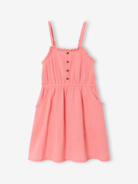 -Robe à bretelles fille en gaze de coton 